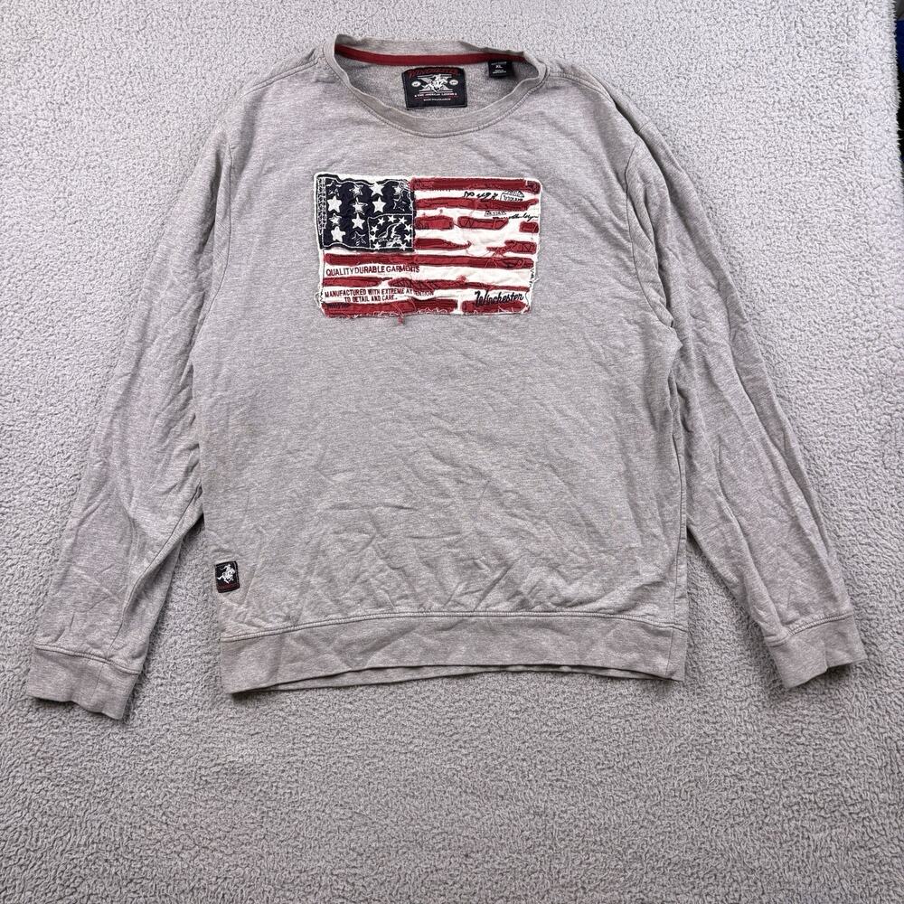 Winchester Shirt Mens XL Gray American Flag Long Sleeve